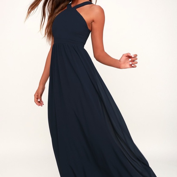 Lulus Air of Romance Maxi Dress in Navy - Picture 1 of 6